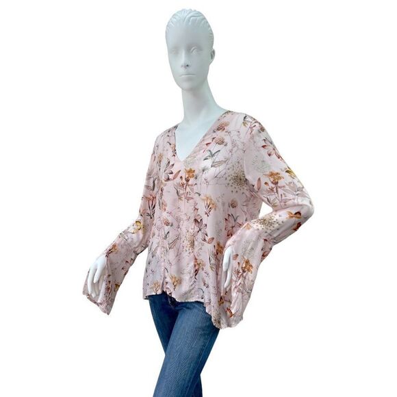 New with Tags dRA Los Angeles Katerina Pink Floral Blouse $148 Anthropologie L - Picture 1 of 8